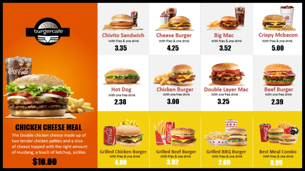 Burger Menu Boards | Lira Screen