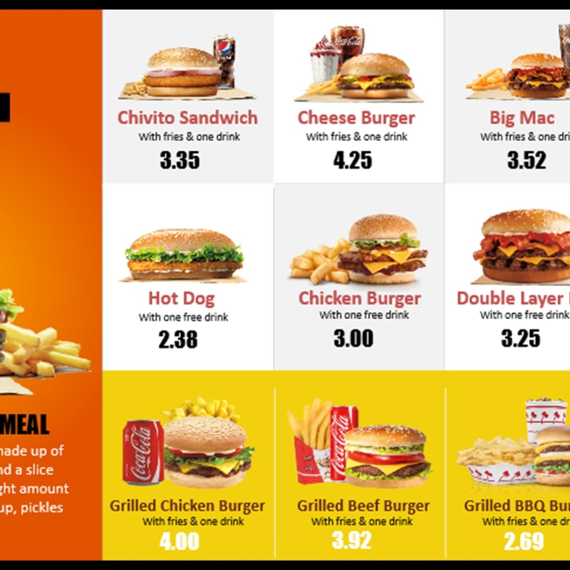 Burger Menu Boards | Lira Screen