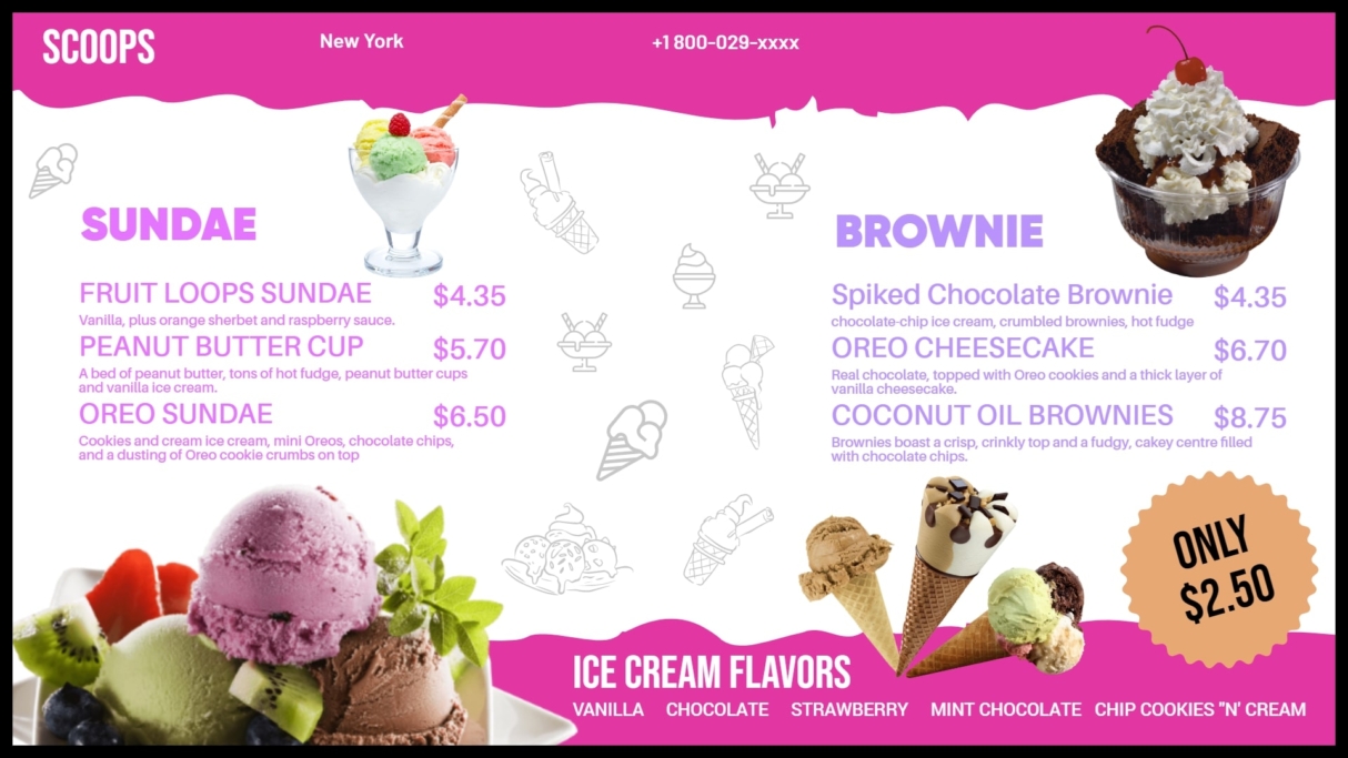 Ice Cream Shop Menu Boards | Lira Screen